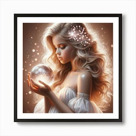 Girl Holding A Crystal Ball 1 Art Print