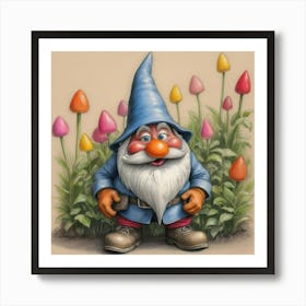 Gnome In The Garden 2 Art Print