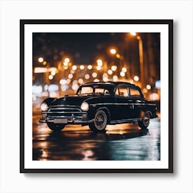 Classic Car At Night 2 Art Print