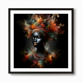 African Woman With Smoke Art Print