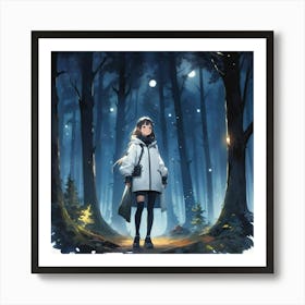 Girl In The Woods Art Print