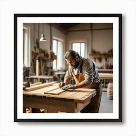 Carpenter Working In Workshop 1 Art Print