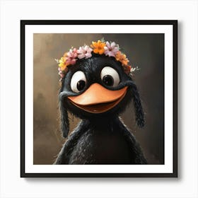 Duck With Flower Crown 3 Art Print