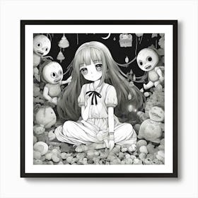 Girl With Teddy Bears 1 Art Print