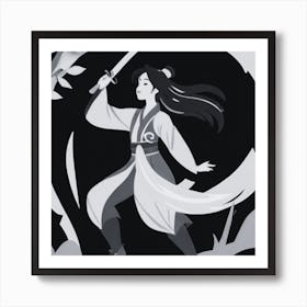 Black And White Girl Art Print