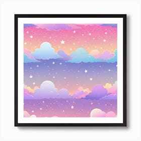 Sky With Twinkling Stars In Pastel Colors Square Composition 181 Art Print