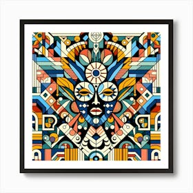 Abstract Psychedelic Art Deco Meets African Painting Art Print