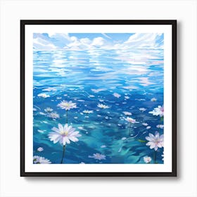 Daisies In The Water 4 Art Print