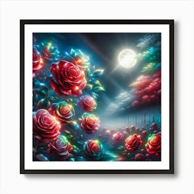 Roses In The Moonlight Affiche