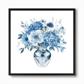 Watercolor Blue Floral 37 Art Print