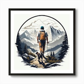 Hiking With Dog Art Print