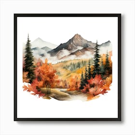 Watercolor Autumn Landscape 50 Art Print