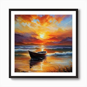 Sunset Boat Art Print