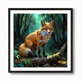 Fox In The Woods Art Print