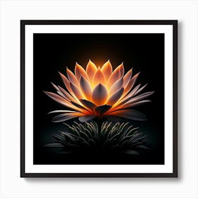 Lotus Flower On Black Background 1 Art Print