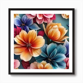 Colorful Flowers Wallpaper 3 Art Print