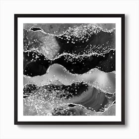 Black Glitter Agate Texture 07 Art Print