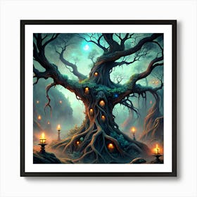 Ancient Tree With Lanterns 5 Art Print