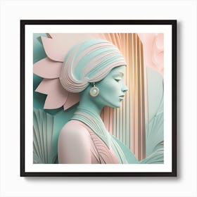 3d Pastel Paper Art Japanese Textured Monochromatic Art Print