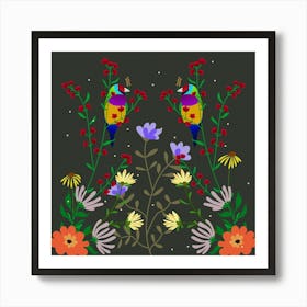 Bird Flower Plant Nature Art Print