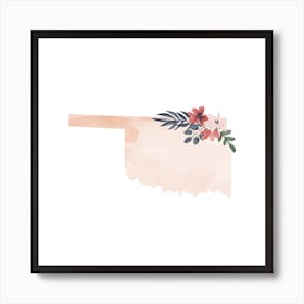 Oklahoma Watercolor Floral State Art Print