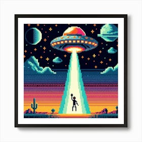 8-bit alien abduction 2 Art Print
