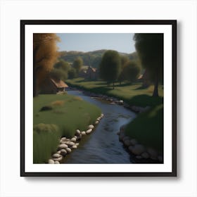 Village By A River Art Print