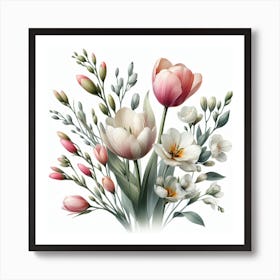 Tulips and Freesia 1 Art Print