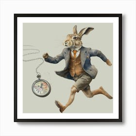 Watercolour Hare Always Late Art Print