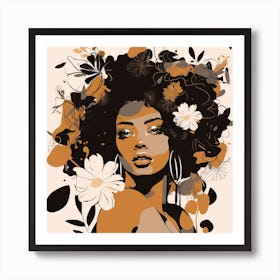 African Woman With Flowers Art Print