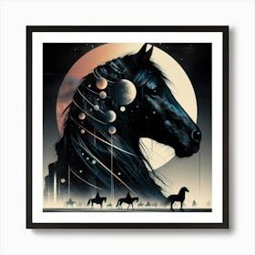 Horse In The Moonlight Art Print