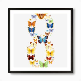 Kids Butterflies 8th Birthday For 8 Year Old Girls Art Print