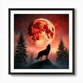 Capture A Hyperrealistic Image Of A Lone Wolf Silh 1 Art Print