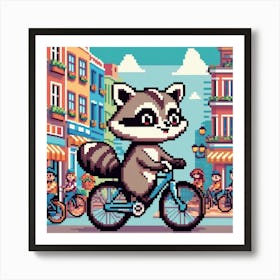 Pixel Raccoon art 1 Art Print