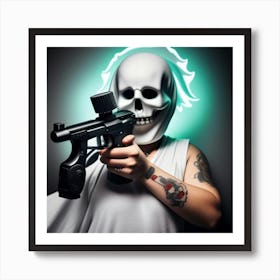 Skeleton Holding A Gun 1 Art Print