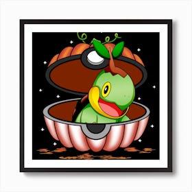 Turtwig In Pumpkin Ball - Pokemon Halloween Art Print