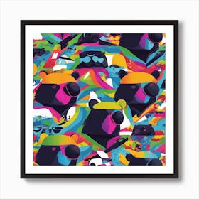 Bear, New Poster For Ray Ban Speed, In The Style Of Psychedelic Figuration, Eiko Ojala, Ian Davenpor (2) Art Print