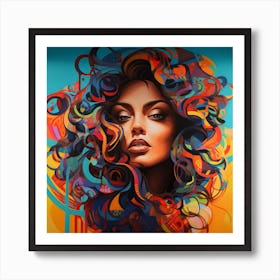 Woman With Colorful Hair Art Print