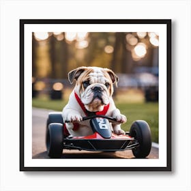 Bulldog Driving Kart Art Print