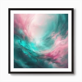 Pink and teal Abstract Art Print