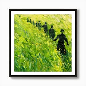 People Walking In The Grass 1 Art Print