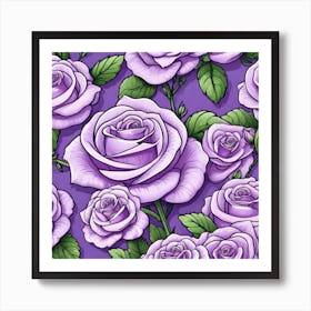 Purple Roses Seamless Pattern 6 Art Print