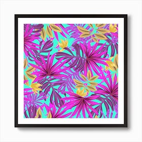 Tropical Greens Leaves Design 4 Art Print