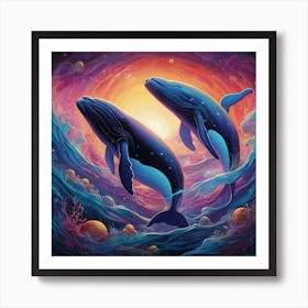 Whales In The Ocean Art Print