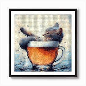 CAT BATHING IN BEER Art Print