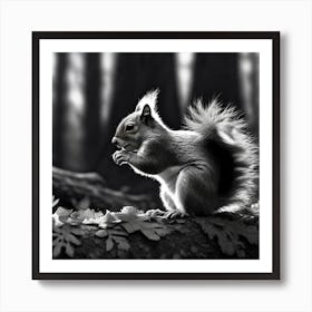 Black And White Squirrel 4 Art Print