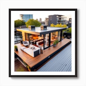 Modern Living Room On The Roof Art Print