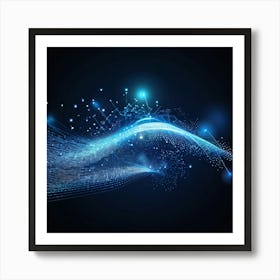 Abstract Vector Illustration Featuring A Dynamic Interplay Of Warped Glowing Dots Converging Into A (2) Art Print