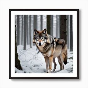 Wolf In The Woods 15 Art Print