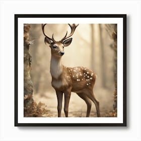 Deer In The Woods Art Print